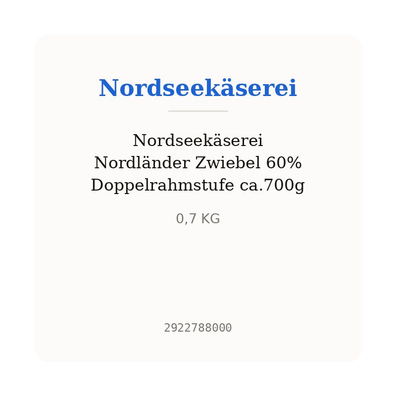 Nordseekäserei Nordländer Zwiebel 60% Doppelrahmstufe ca.700g