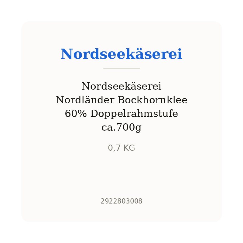 Nordseekäserei Nordländer Bockhornklee 60% Doppelrahmstufe ca.700g
