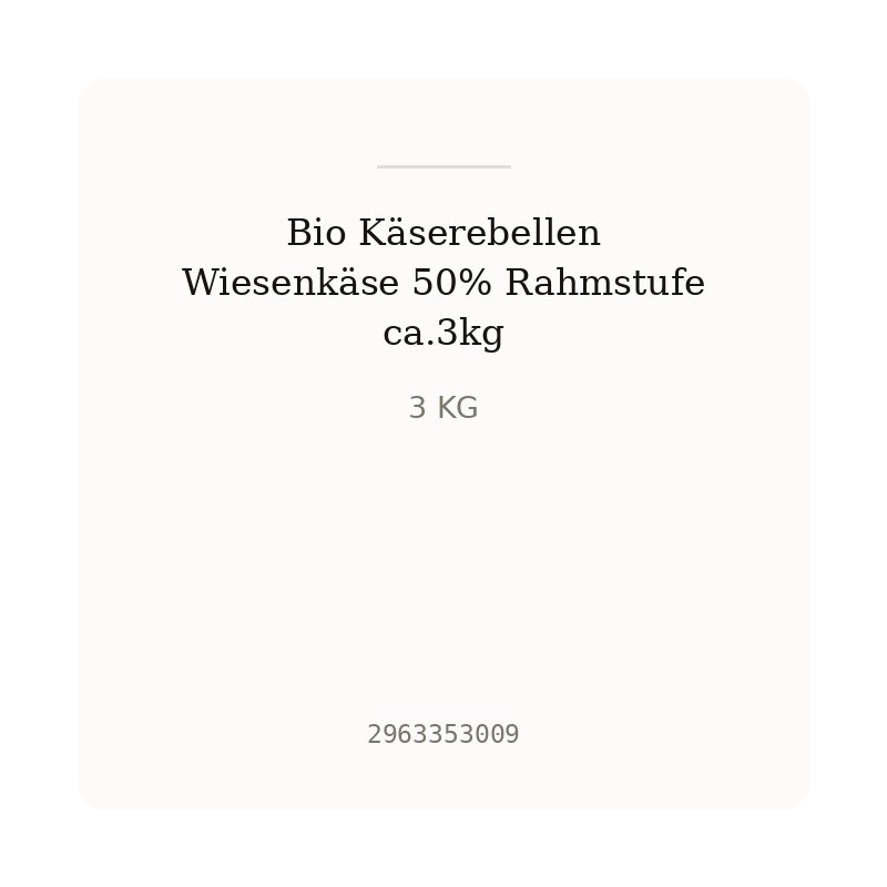 Bio Käserebellen Wiesenkäse 50% Rahmstufe ca.3kg