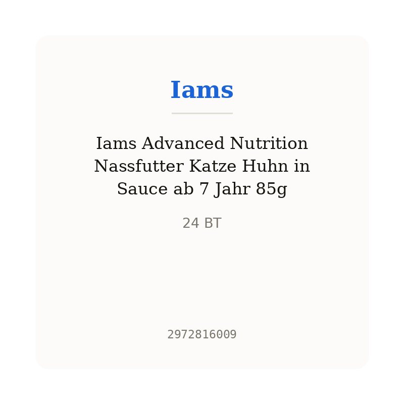 Iams Advanced Nutrition Nassfutter Katze Huhn in Sauce ab 7 Jahr 85g