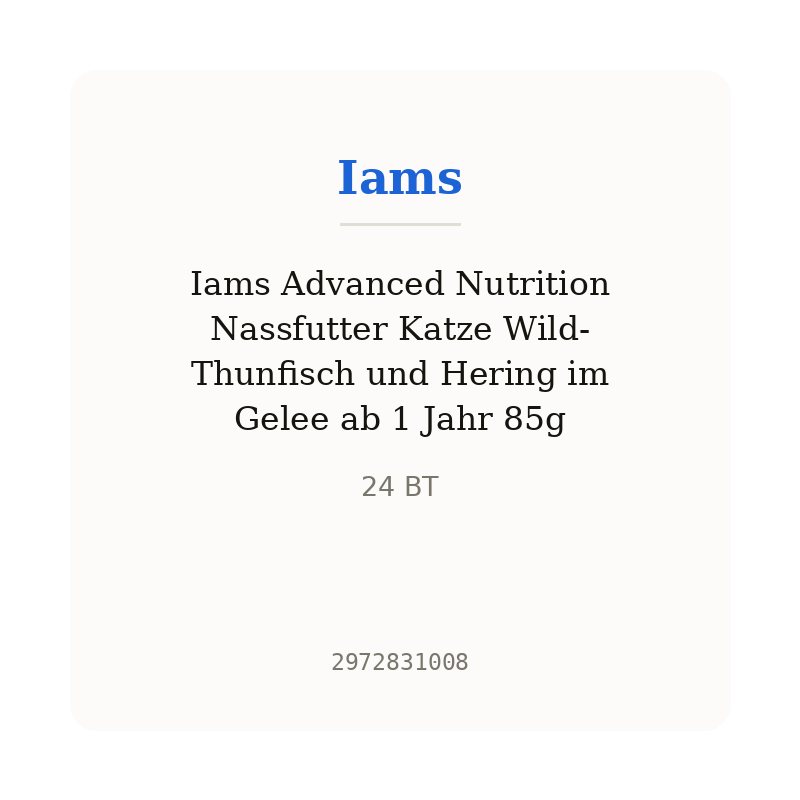 Iams Advanced Nutrition Nassfutter Katze Wild-Thunfisch und Hering im Gelee ab 1 Jahr 85g