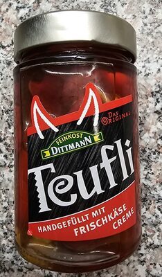 Feinkost Dittmann Teufli rot gefüllt mit Frischkäse 290g