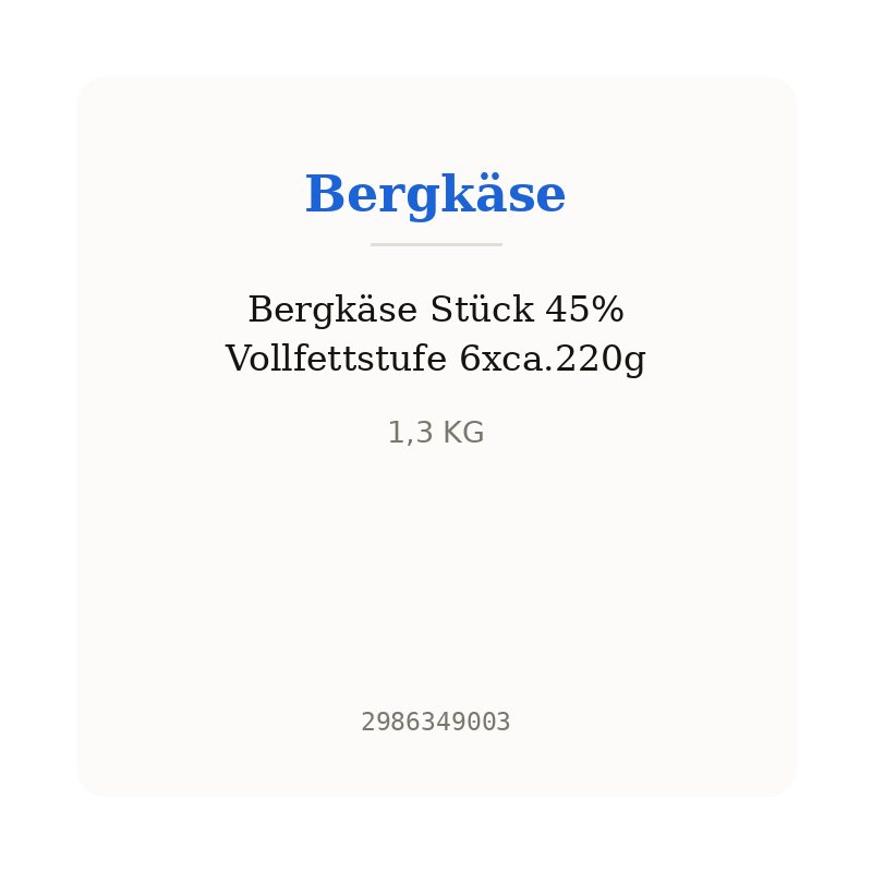 Bergkäse Stück 45% Vollfettstufe 6xca.220g