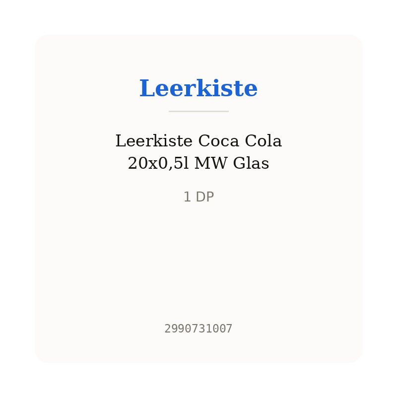 Leerkiste Coca Cola 20x0,5l MW Glas