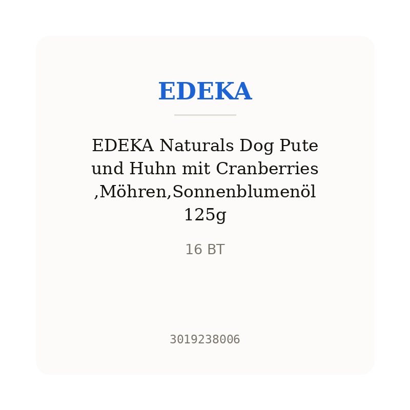 EDEKA Naturals Dog Pute und Huhn mit Cranberries,Möhren,Sonnenblumenöl 125g
