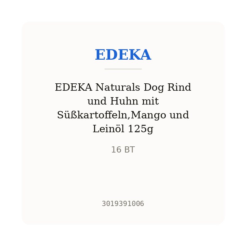 EDEKA Naturals Dog Rind und Huhn mit Süßkartoffeln,Mango und Leinöl 125g
