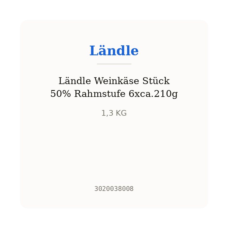Ländle Weinkäse Stück 50% Rahmstufe 6xca.210g