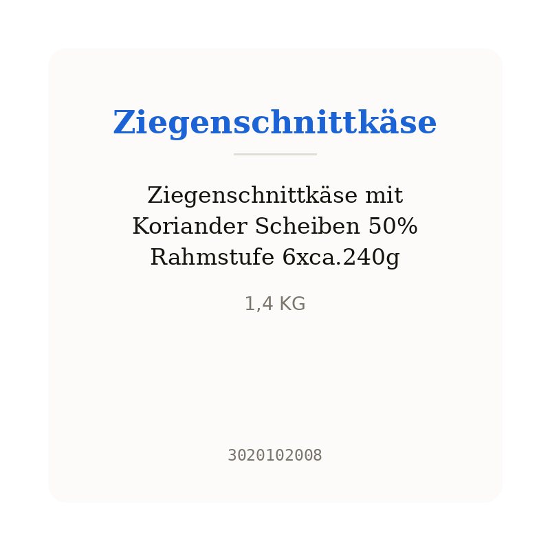 Ziegenschnittkäse mit Koriander Scheiben 50% Rahmstufe 6xca.240g