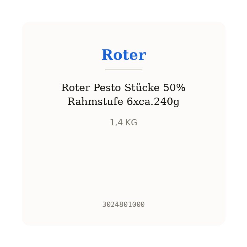 Roter Pesto Stücke 50% Rahmstufe 6xca.240g
