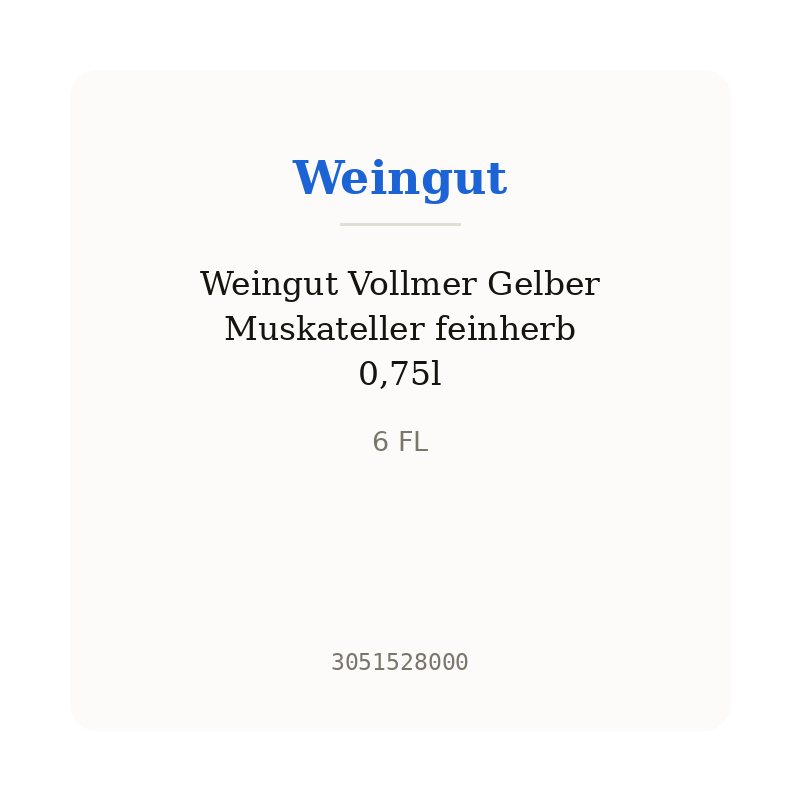 Weingut Vollmer Gelber Muskateller feinherb 0,75l