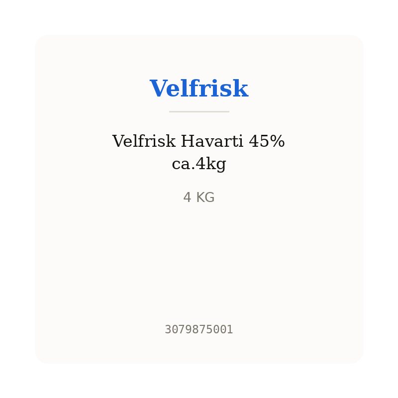 Velfrisk Havarti 45% ca.4kg