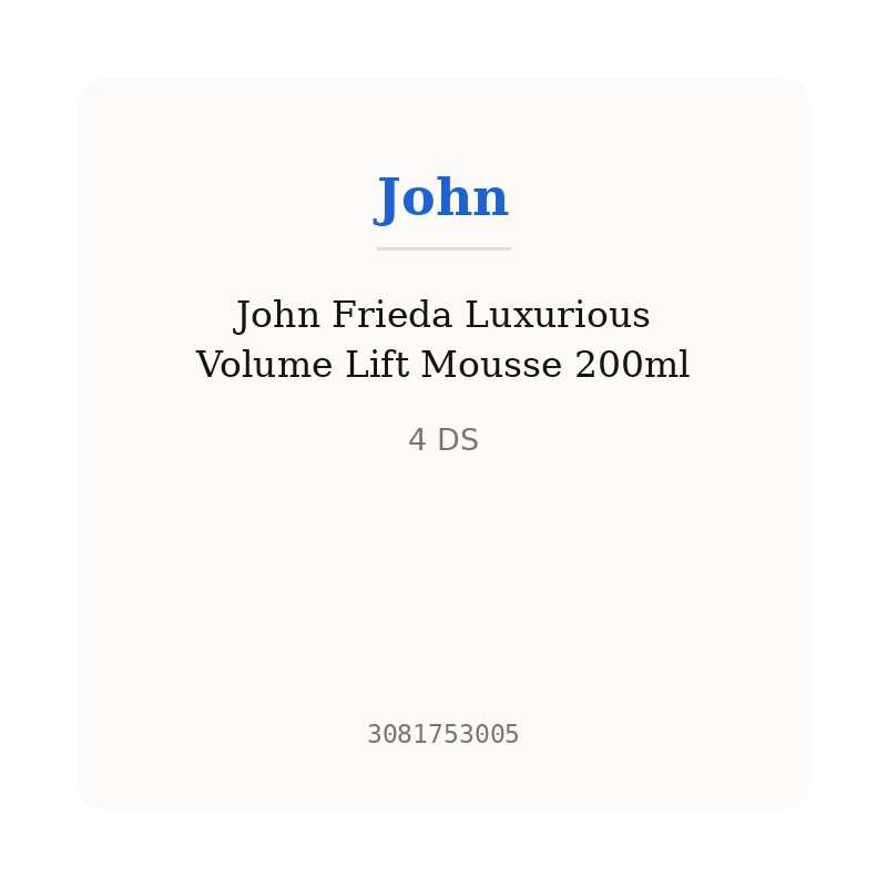 John Frieda Luxurious Volume Lift Mousse 200ml