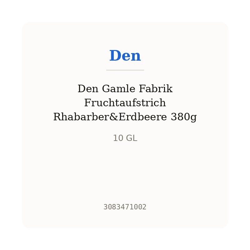 Den Gamle Fabrik Fruchtaufstrich Rhabarber&Erdbeere 380g