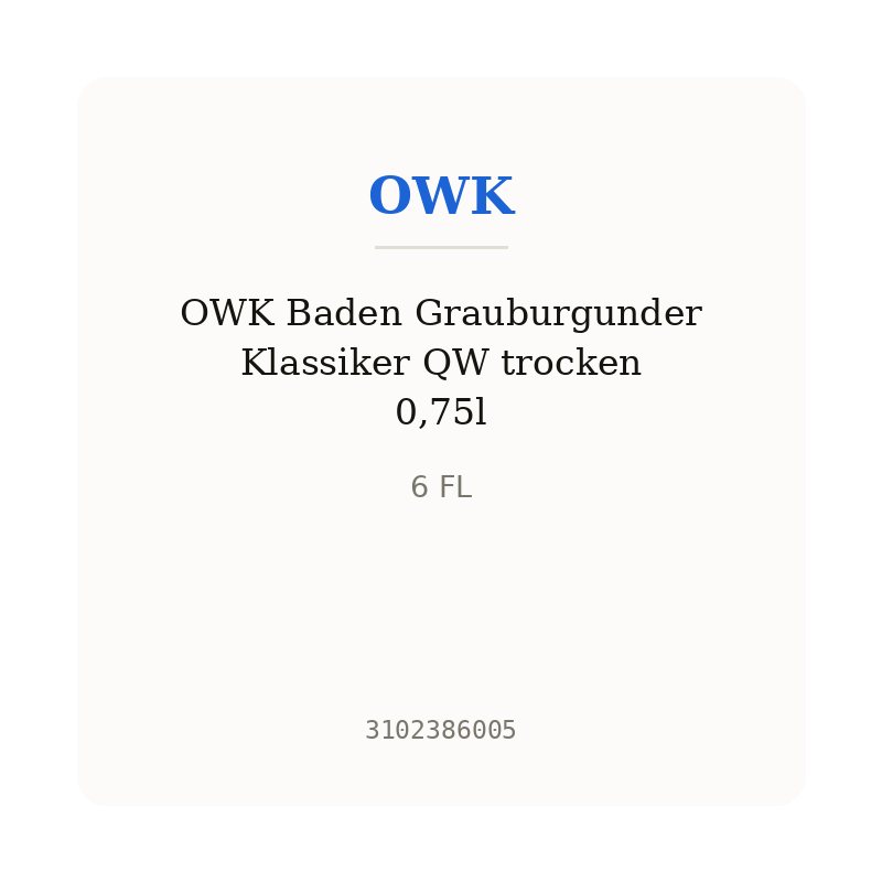 OWK Baden Grauburgunder Klassiker QW trocken 0,75l
