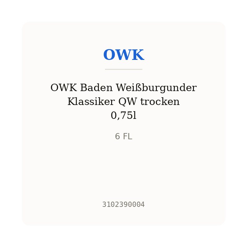OWK Baden Weißburgunder Klassiker QW trocken 0,75l