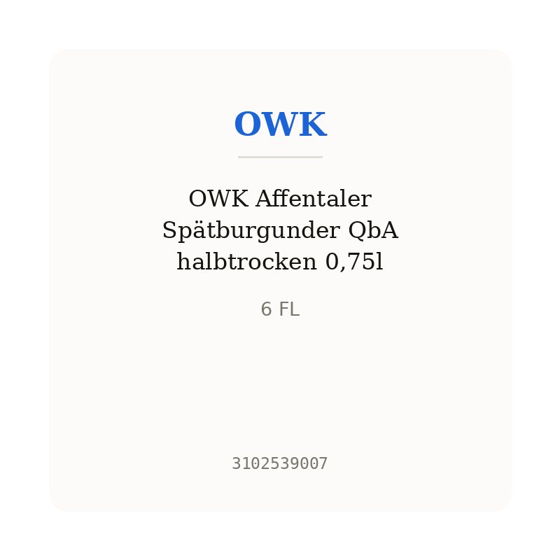 OWK Affentaler Spätburgunder QbA halbtrocken 0,75l