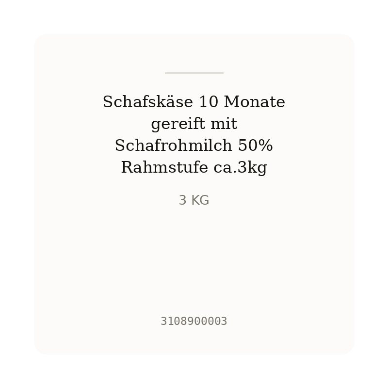 Schafskäse 10 Monate gereift mit Schafrohmilch 50% Rahmstufe ca.3kg