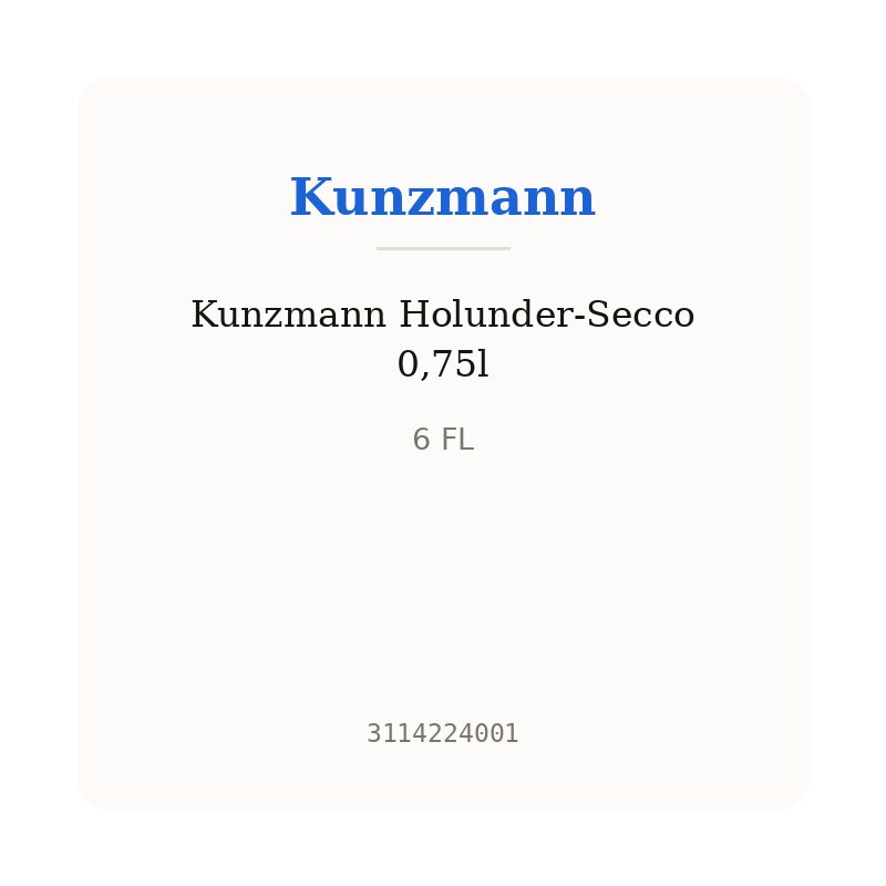 Kunzmann Holunder-Secco 0,75l