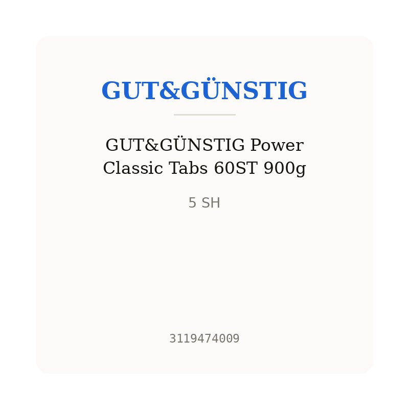 GUT&GÜNSTIG Power Classic Tabs 60ST 900g