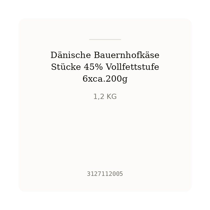 Dänische Bauernhofkäse Stücke 45% Vollfettstufe 6xca.200g