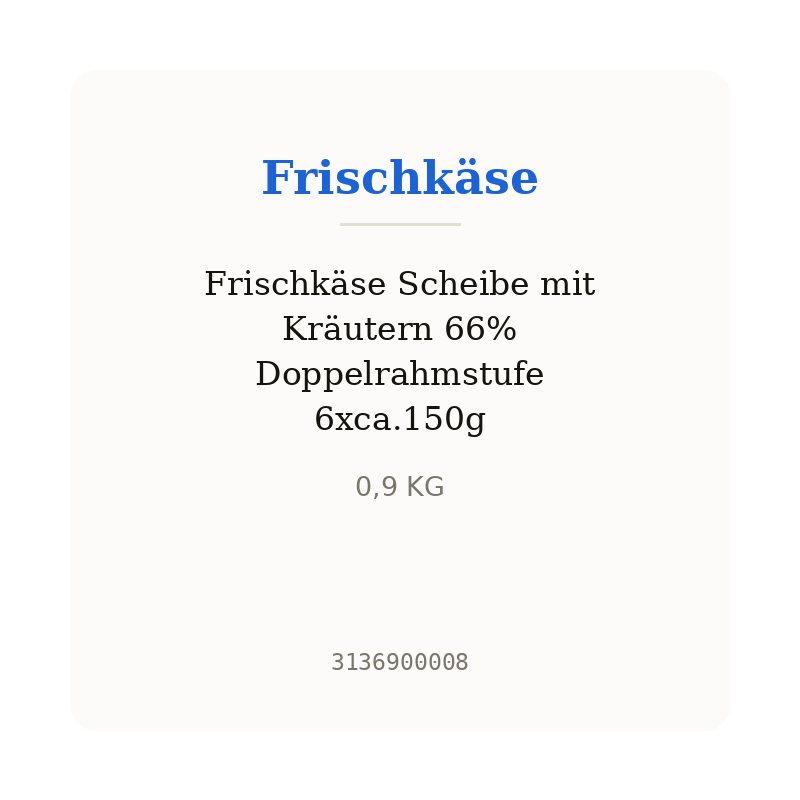 Frischkäse Scheibe mit Kräutern 66% Doppelrahmstufe 6xca.150g