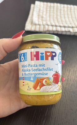 Hipp Menü Mini-Pasta mit Alaska-Seelachsfilet und Buttergemüse ab dem 6.Monat 190g