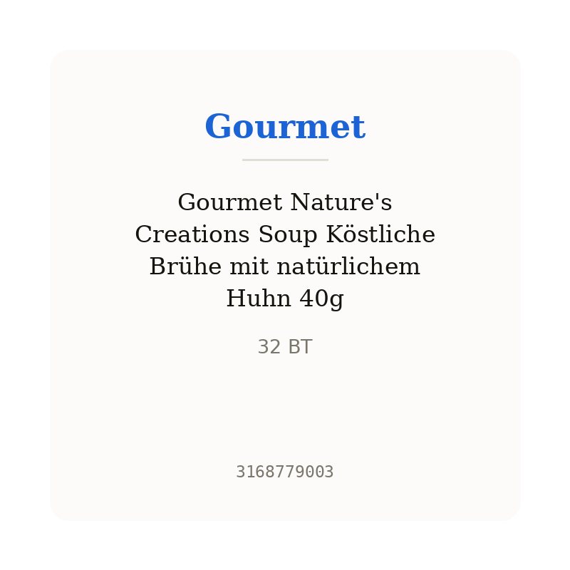 Gourmet Nature's Creations Soup Köstliche Brühe mit natürlichem Huhn 40g