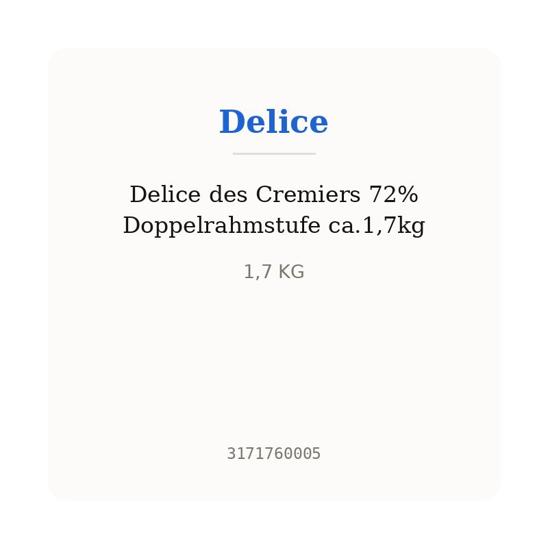Delice des Cremiers 72% Doppelrahmstufe ca.1,7kg