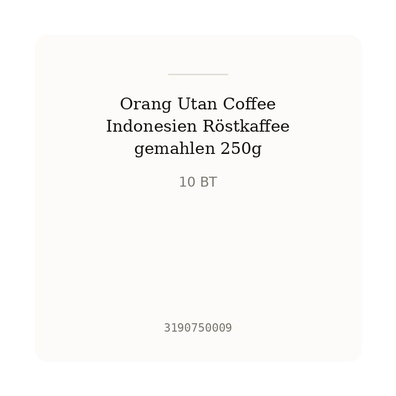 Orang Utan Coffee Indonesien Röstkaffee gemahlen 250g