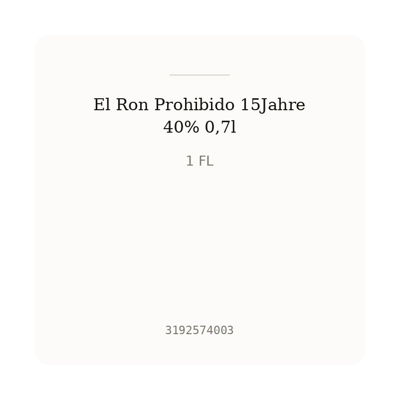 El Ron Prohibido 15Jahre 40% 0,7l