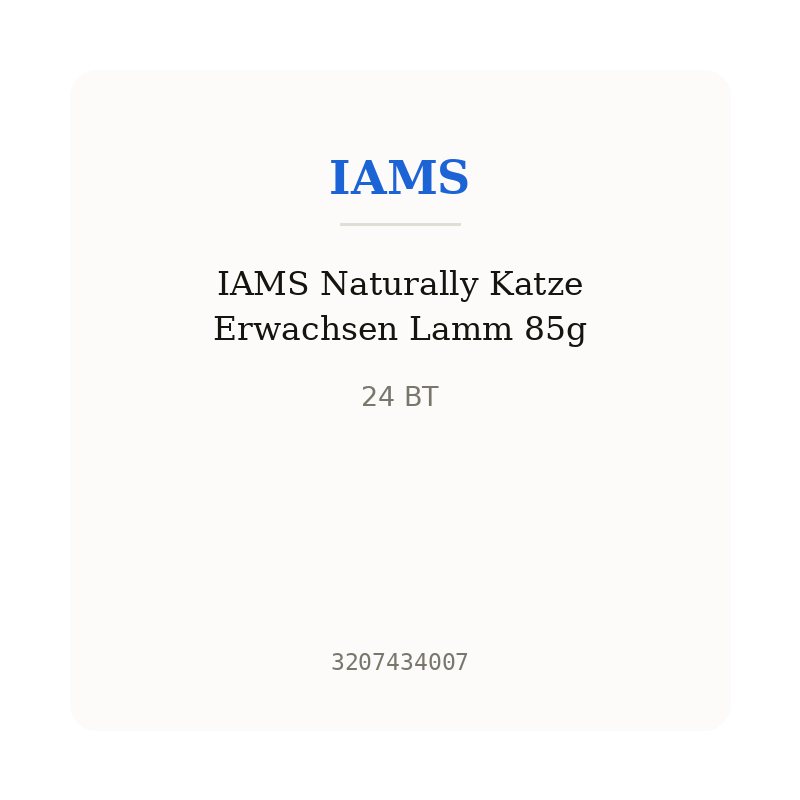 IAMS Naturally Katze Erwachsen Lamm 85g