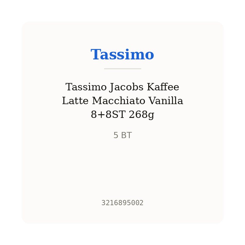 Tassimo Jacobs Kaffee Latte Macchiato Vanilla 8+8ST 268g