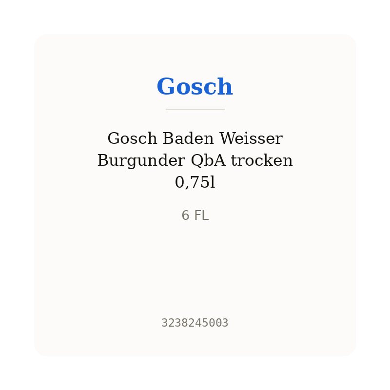 Gosch Baden Weisser Burgunder QbA trocken 0,75l
