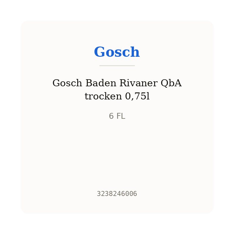 Gosch Baden Rivaner QbA trocken 0,75l
