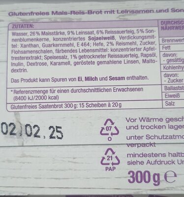 EDEKA Herzstücke Saatenbrot glutenfrei 300g