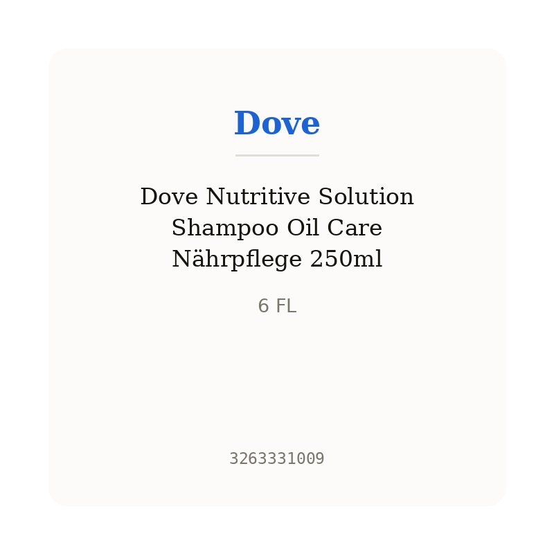 Dove Nutritive Solution Shampoo Oil Care Nährpflege 250ml