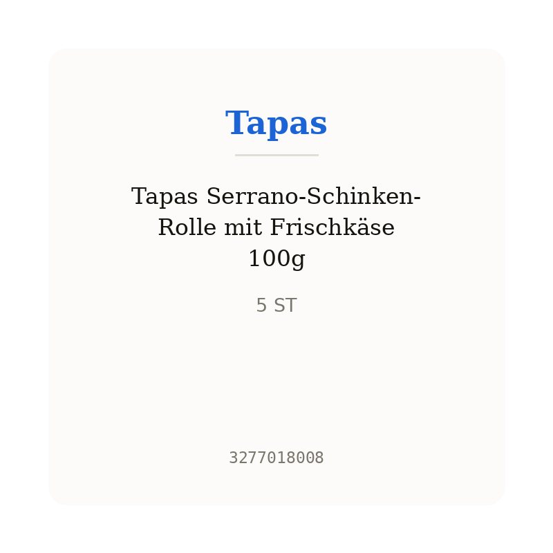 Tapas Serrano-Schinken-Rolle mit Frischkäse 100g