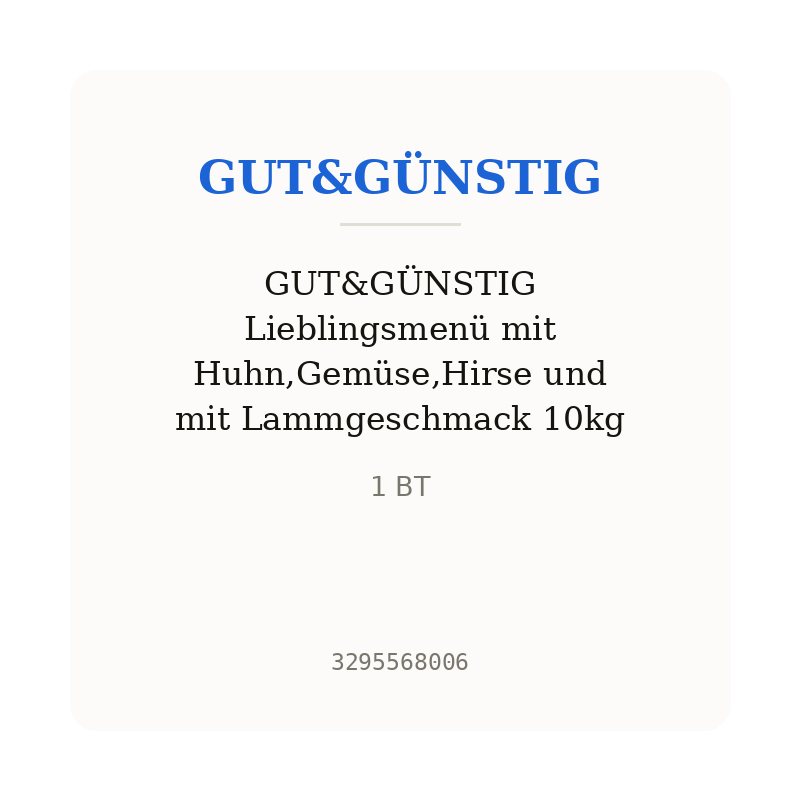 GUT&GÜNSTIG Lieblingsmenü mit Huhn,Gemüse,Hirse und mit Lammgeschmack 10kg