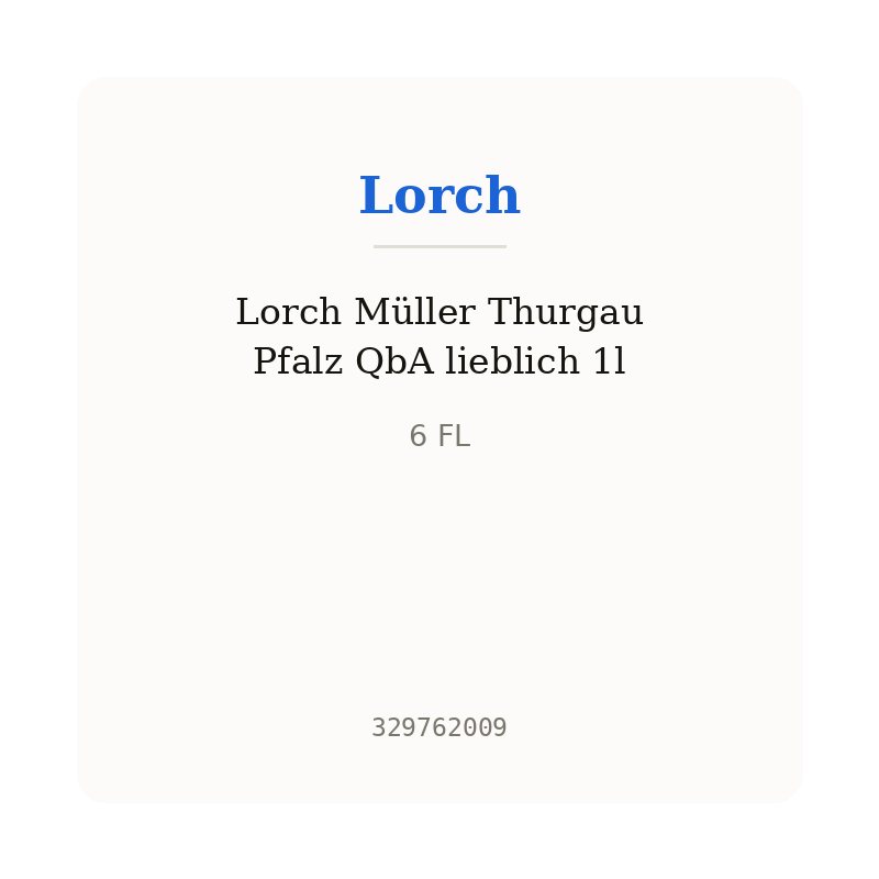 Lorch Müller Thurgau Pfalz QbA lieblich 1l
