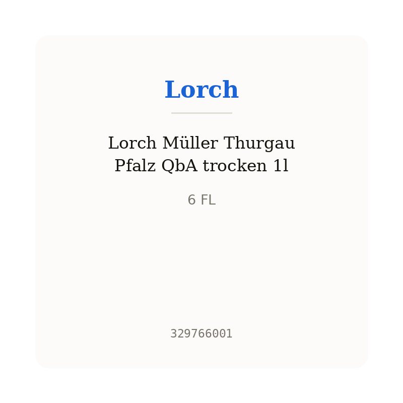 Lorch Müller Thurgau Pfalz QbA trocken 1l