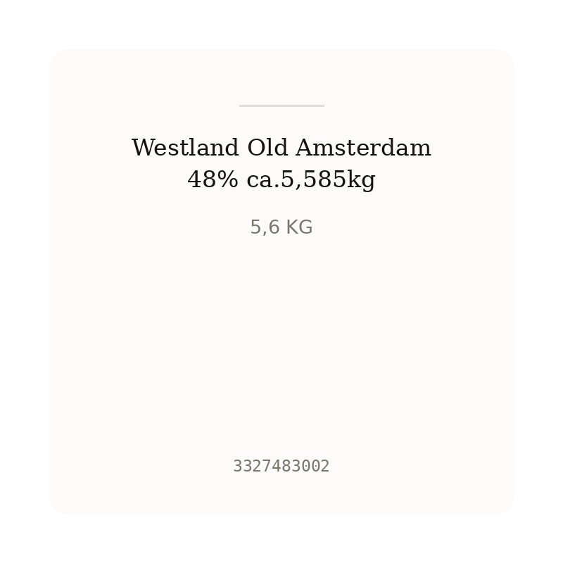 Westland Old Amsterdam 48% ca.5,585kg