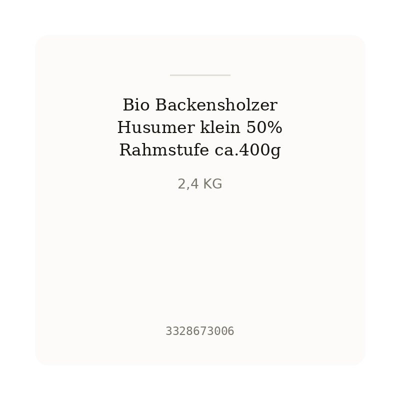 Bio Backensholzer Husumer klein 50% Rahmstufe ca.400g