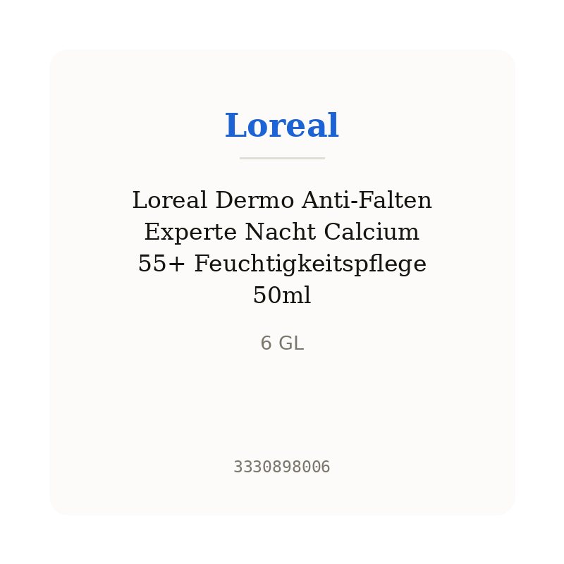 Loreal Dermo Anti-Falten Experte Nacht Calcium 55+ Feuchtigkeitspflege 50ml