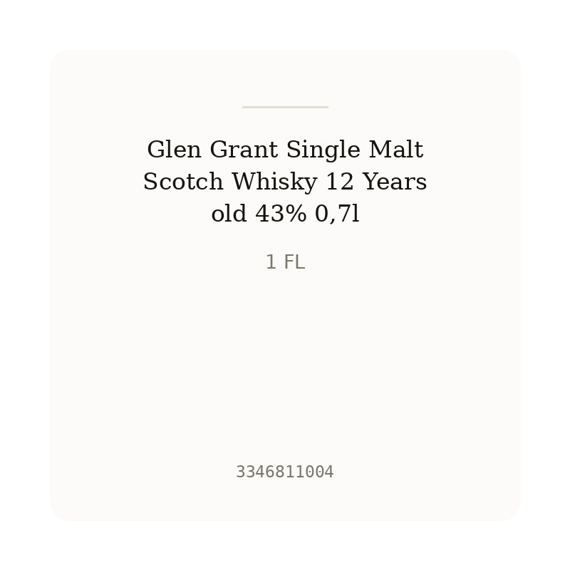 Glen Grant Single Malt Scotch Whisky 12 Years old 43% 0,7l