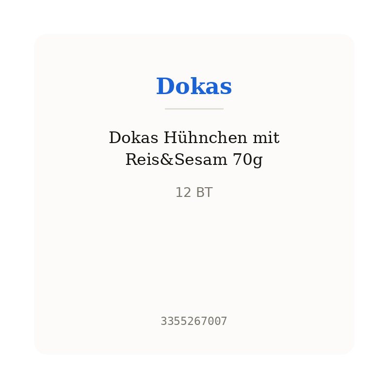 Dokas Hühnchen mit Reis&Sesam 70g