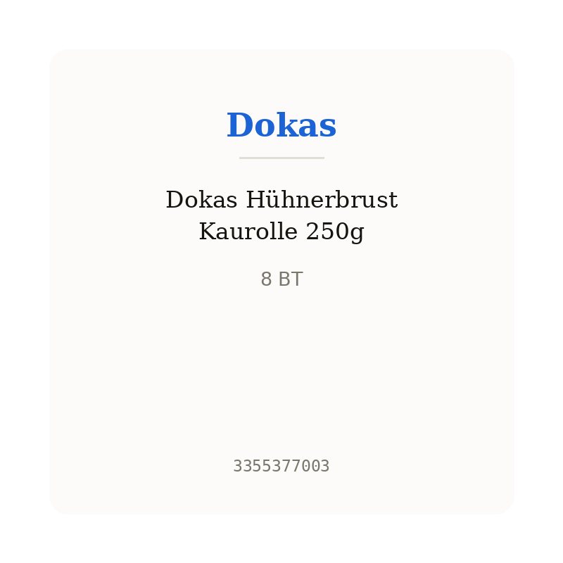 Dokas Hühnerbrust Kaurolle 250g