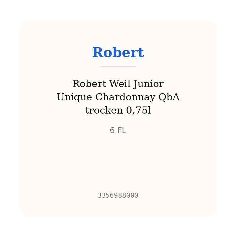 Robert Weil Junior Unique Chardonnay QbA trocken 0,75l