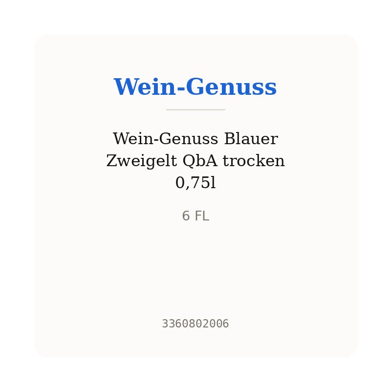 Wein-Genuss Blauer Zweigelt QbA trocken 0,75l