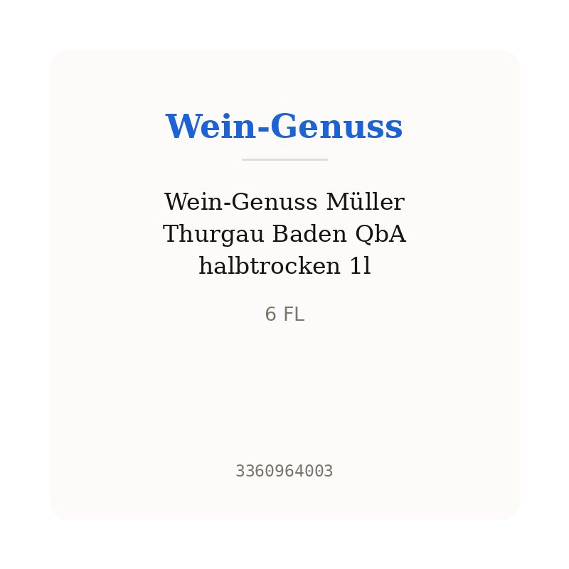 Wein-Genuss Müller Thurgau Baden QbA halbtrocken 1l