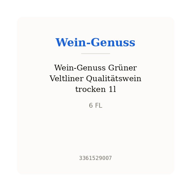 Wein-Genuss Grüner Veltliner Qualitätswein trocken 1l